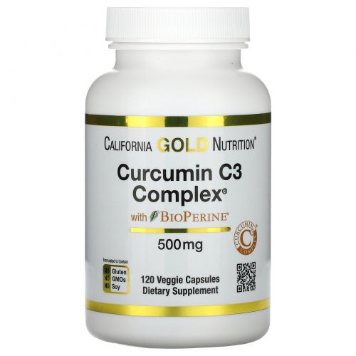 California Gold Nutrition, Комплекс с куркумином C3, 500 мг, 120 капсул в растительной оболочке