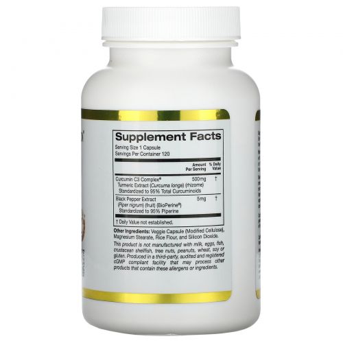 California Gold Nutrition, Комплекс с куркумином C3, 500 мг, 120 капсул в растительной оболочке