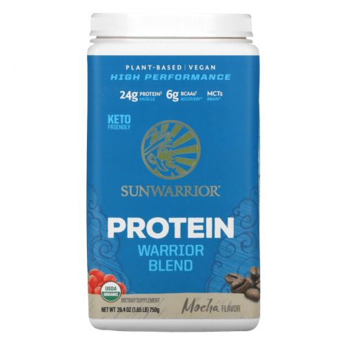 Sunwarrior, Warrior Blend, Plant-Based Organic Protein, Mocha, 1.65 lb (750 g)