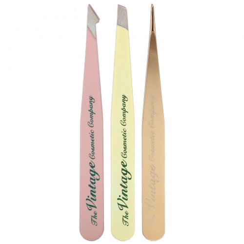 The Vintage Cosmetic Co., Essential Tweezer Set, 3 Piece Set