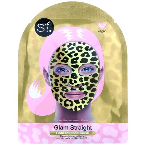 SFGlow, Glam Straight, Gold Foil Face Mask, 1 Sheet, 0.85 oz (25 ml)