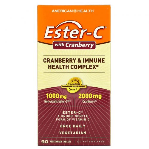 American Health, Иммуностимулирующий комплекс Ester-C с клюквой, 90 вегетарианских капсул