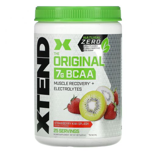 Scivation, Xtend Natural Zero, The Original, 7 г аминокислот с разветвленной цепью (BCAA), вкус «Коктейль из клубники и киви», 367,5 г