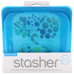 Stasher, Многоразовый силиконовый контейнер для еды, удобный размер для бутербродов, средний, черничный, 450 мл (15 жидк. унций)