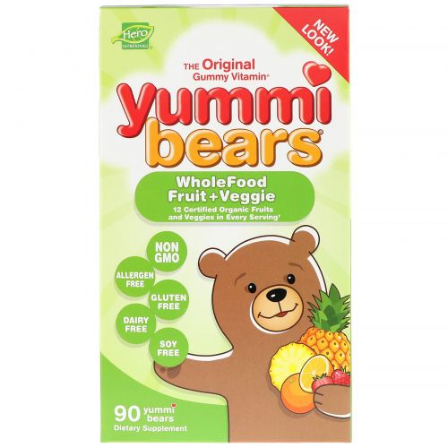 Hero Nutritional Products, Yummi Bears, натуральная пища + антиоксиданты, фруктовые вкусы, 90 шт.