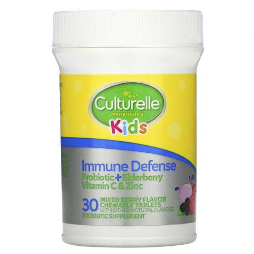 Culturelle, Kids, Probiotics, Immune Defense, Mixed Berry Flavor, 30 Chewable Tablets