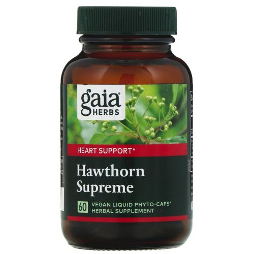 Gaia Herbs, Боярышник Supreme, 60 вегетарианских жидких фито-капсул