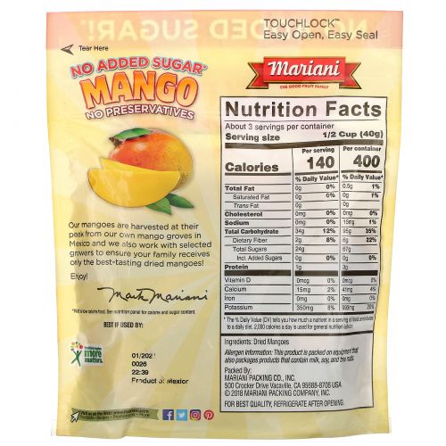 Mariani Dried Fruit, Mango, 4 oz ( 113 g)