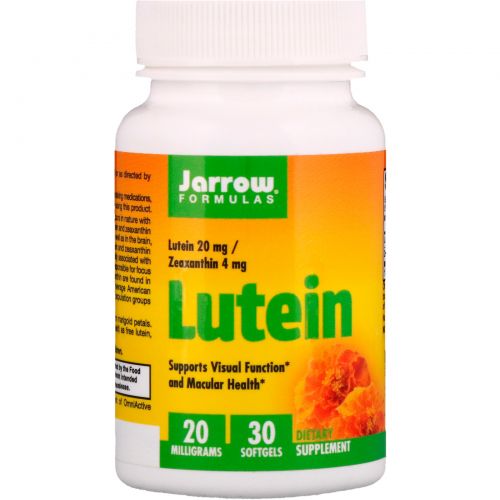 Jarrow Formulas, Лютеин, 20 мг, 30 гелевых капсул