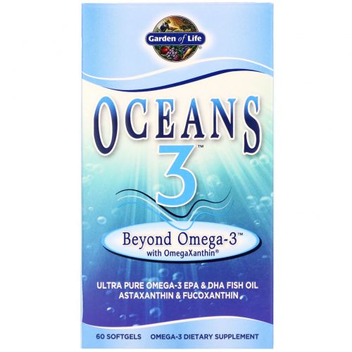 Garden of Life, Oceans 3, Beyond Omega-3 с OmegaXanthin, 60 капсул