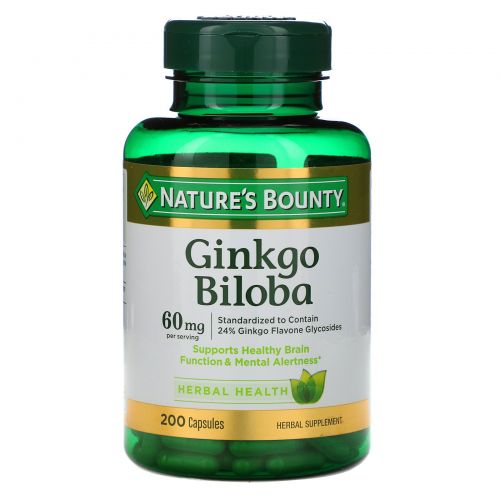 Nature's Bounty, Гинкго двулопастный, 60 мг, 200 капсул
