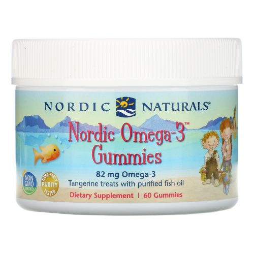 Nordic Naturals, Жевательные конфеты Nordic Omega-3 Gummies, со вкусом мандарина, 60 конфет