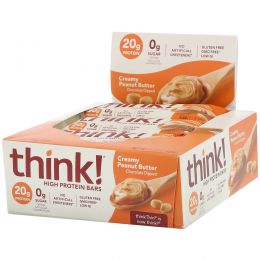 ThinkThin, Сливочное арахисовое масло, 10 батончиков, (60 г) каждый