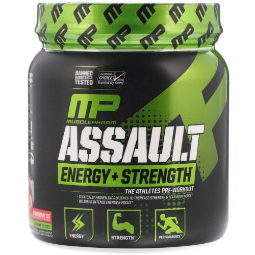 Muscle Pharm, Assault Energy & Strength, Strawberry Ice 12.17 oz (0.76 lbs) (345 g)