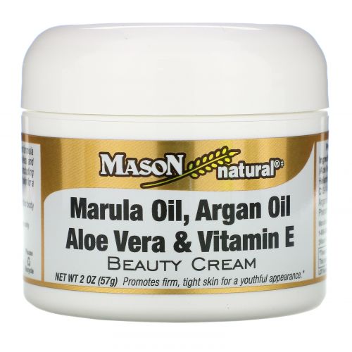 Mason Naturals, Крем для лица и тела с маслом марулы, аргановым маслом, алоэ вера и витамином E, 2 унции (57 г)