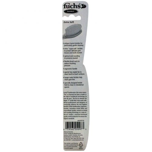 Fuchs Brushes, Зубная щетка Sanident, экстра мягкая, 1 щетка