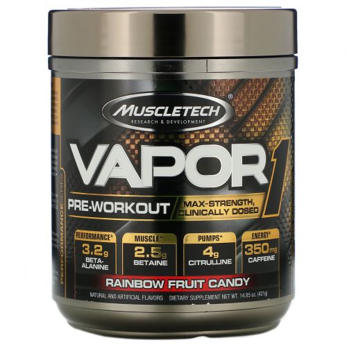 Muscletech, Vapor1, Pre-Workout, Rainbow Fruit Candy, 14.85 oz (421 g)