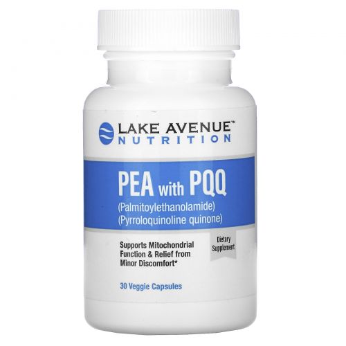 Lake Avenue Nutrition, ПЭА (пальмитоилэтаноламид) с PQQ, 30 растительных капсул