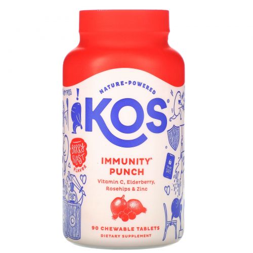 KOS, Immunity Punch, Berry Blast Flavor, 90 Chewable Tablets