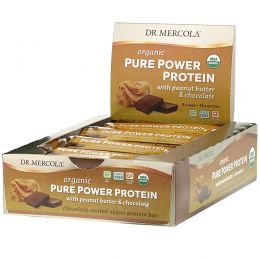 Dr. Mercola, Organic Pure Power Protein, Peanut Butter & Chocolate, 12 Bars, 1.83 oz (52 g) Each