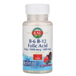 KAL, B-6 B-12 Folic Acid, Berry, 60 Micro Tablets
