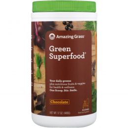 Amazing Grass, Green Superfood, шоколадный сухой напиток, с какао, 17 унций (480 г)