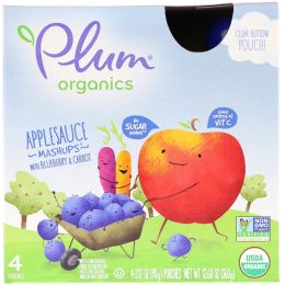 Plum Organics, Органическая смесь, "Черничный взрыв", 4 упаковки по 3,17 унции (90 г)