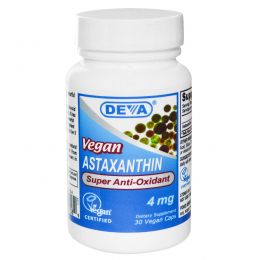 Deva, Астаксантин, веганский, 4 мг, 30 веганских капсул
