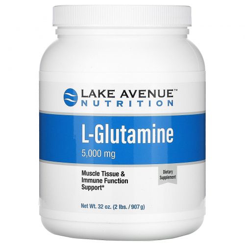 Lake Avenue Nutrition, Glutamine Powder, Unflavored, 5,000 mg , 2 lb (907 g)