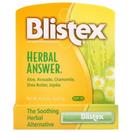 Blistex, Herbal Answer, солнцезащитный бальзам для губ, фактор солнечной защиты 15 (SPF), 0,15 унций (4.25 гр)