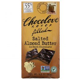 Chocolove, Соленая миндальная паста в черном шоколаде, 3,2 унции (90 г)