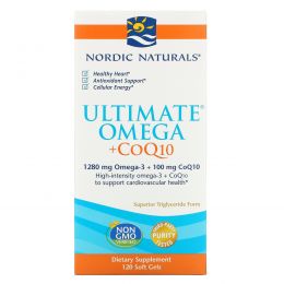 Nordic Naturals, "Предельная омега + КоQ10", пищевая добавка на основе рыбьего жира с омега-3 и коферментом Q10, 1000 мг, 120 мягких желатиновых капсул с жидкостью