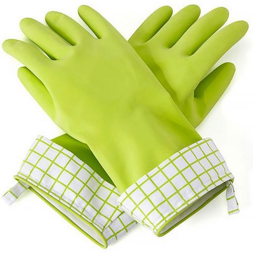 Full Circle, Splash Patrol, Natural Latex Cleaning Gloves, Green, Size M/L