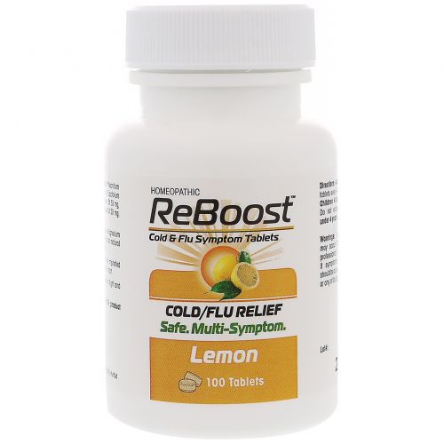 MediNatura, ReBoost, Cold & Flu Relief, Lemon, 100 Chewable Tablets