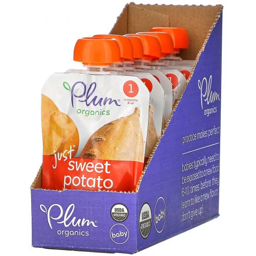 Plum Organics, Organic Baby Food, 4 Months & Up, Just Sweet Potato, 6 Pouches, 3 oz (85 g) Each