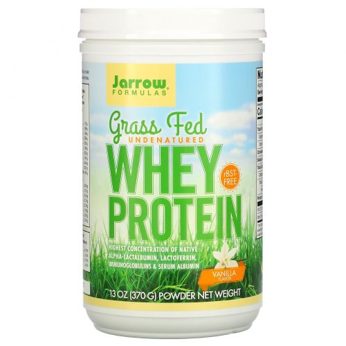 Jarrow Formulas, Grass Fed Whey Protein, Vanilla Flavor , 13 oz (370 g)