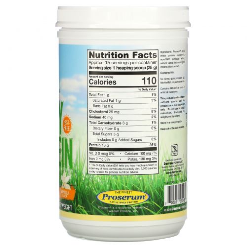 Jarrow Formulas, Grass Fed Whey Protein, Vanilla Flavor , 13 oz (370 g)