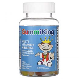 Gummi King, Мультивитаминно-минеральная добавка, с овощами, фруктами и волокнами, для детей, 60 тянучек