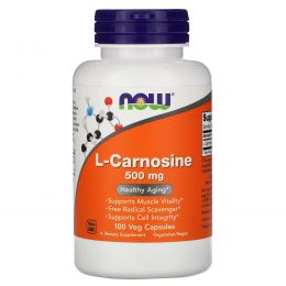 Now Foods, L-Карнозин, 500 мг, 100 капсул в растительной оболочке