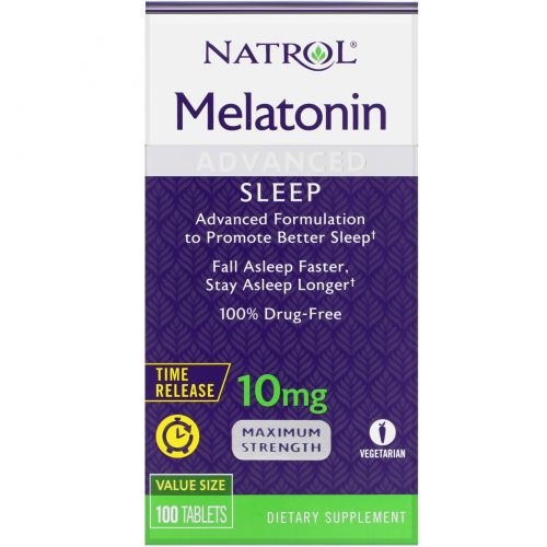 Natrol, Мелатонин, улучшенный сон, медленное высвобождение, 10 мг, 100 таблеток