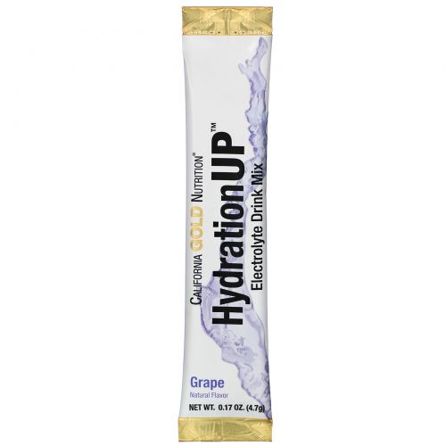 California Gold Nutrition, HydrationUP, смесь для напитка с электролитами, виноград, 20 пакетов весом 0,17 унции (4,7 г) каждый