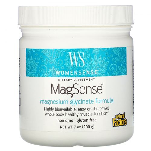 Natural Factors, WomenSense, MagSense, глицинат магния, 200 г