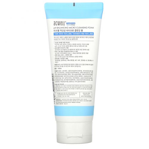 Acwell, No 5.5, pH Balancing Micro Cleansing Foam, 140 ml