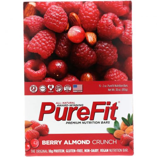 Pure Fit Bars, Premium Nutrition Bars, Хрустящий Миндаль с Ягодами, 15 штук по 2 унции (57 г) каждая