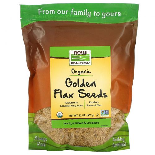Now Foods, Real Food, Семена сертифицированного органического белого льна, 907 г