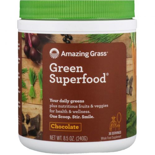 Amazing Grass, Green Superfood, шоколадный сухой напиток, 8,5 унции (240 г)