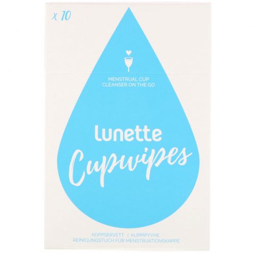 Lunette, Обеззараживающие влажные салфетки для менструальной капы, 10 шт