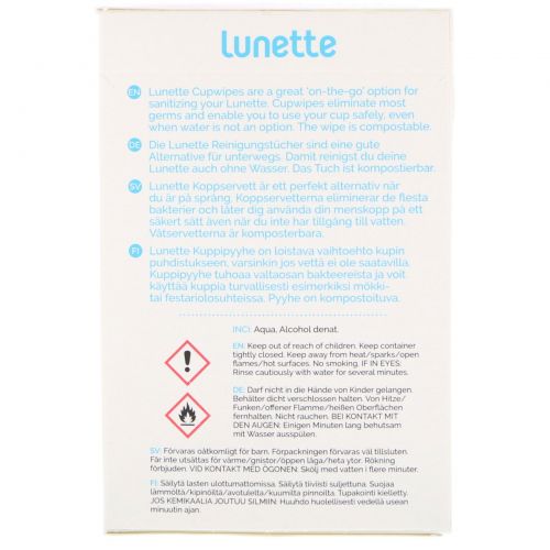 Lunette, Обеззараживающие влажные салфетки для менструальной капы, 10 шт