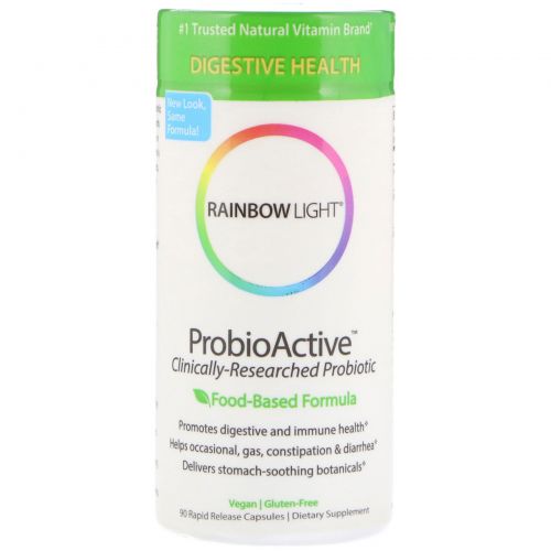 Rainbow Light, ProbioActive, формула на основе продуктов питания, 90 капсул быстрого высвобождения