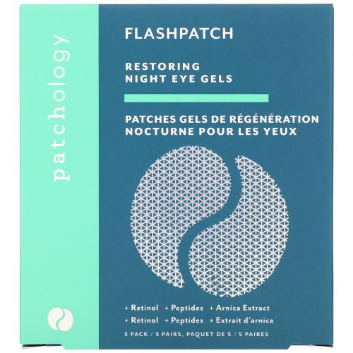 Patchology, FlashPatch Restoring Night Eye Gels, 5 Pairs